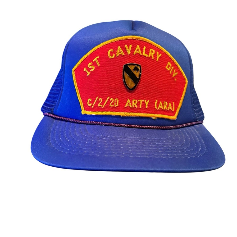 1st Cavalry Division C/2/20 Artillery (ARA) Trucker Hat Snapback‎ Blue Red Mesh